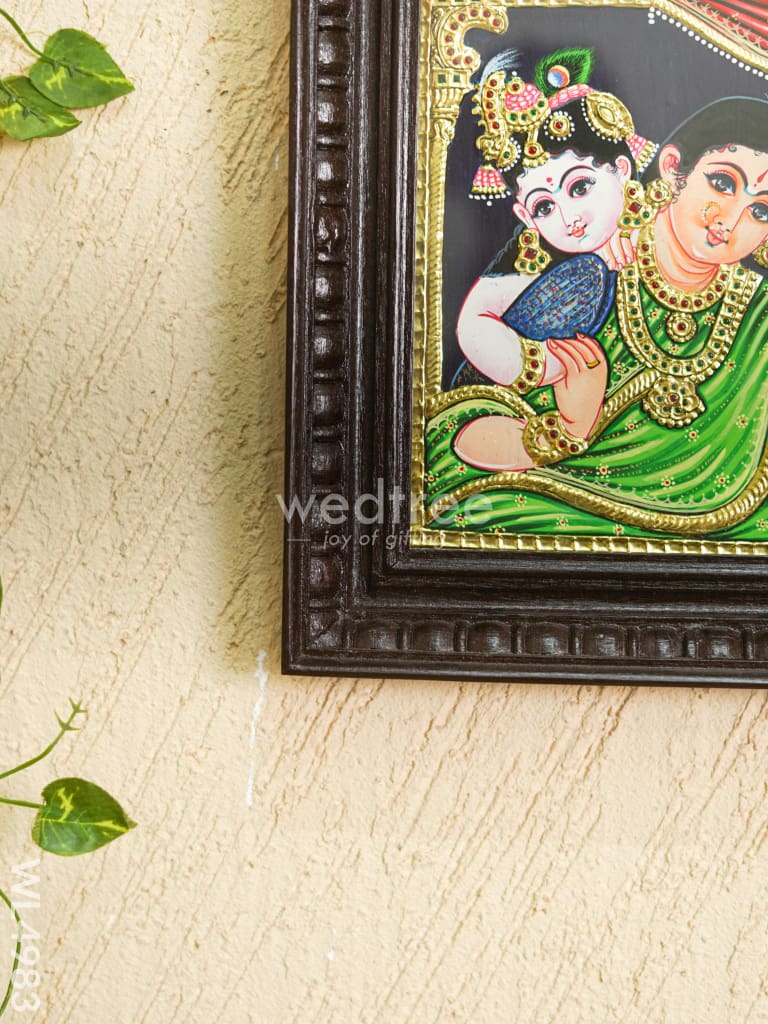 Tanjore Painting - Yashoda Krishna - Flat (Gold Foil) - 10x8 inch - WL4983