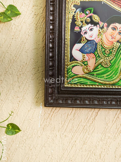 Tanjore Painting - Yashoda Krishna - Flat (Gold Foil) - 10x8 inch - WL4983