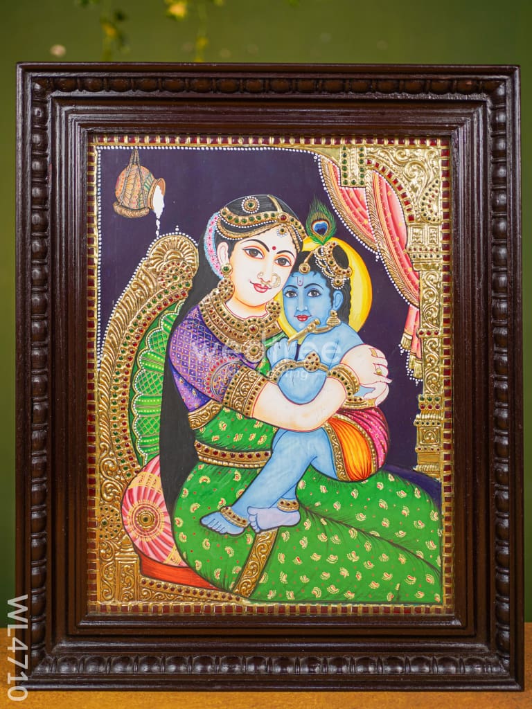 Tanjore Painting - Yashoda Krishna - Flat (Gold Foil) - 18x14 inch - WL4710