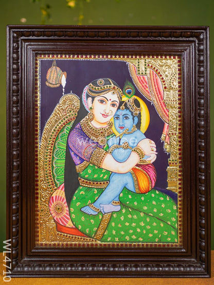Tanjore Painting - Yashoda Krishna - Flat (Gold Foil) - 18x14 inch - WL4710
