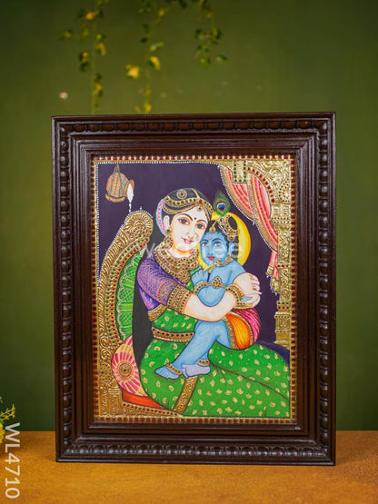 Tanjore Painting - Yashoda Krishna - Flat (Gold Foil) - 18x14 inch - WL4710