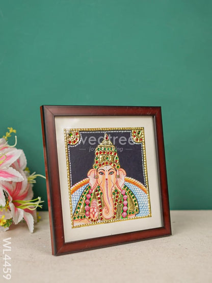 Tanjore Photo Frame Ganesha - Flat [Gold Foil] - 6X6 inch - WL4459