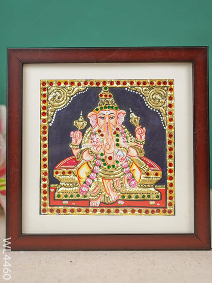 Tanjore Photo Frame Ganesha - Flat [Gold Foil] - 6X6 inch - WL4460
