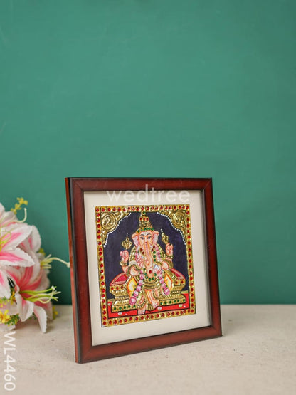 Tanjore Photo Frame Ganesha - Flat [Gold Foil] - 6X6 inch - WL4460