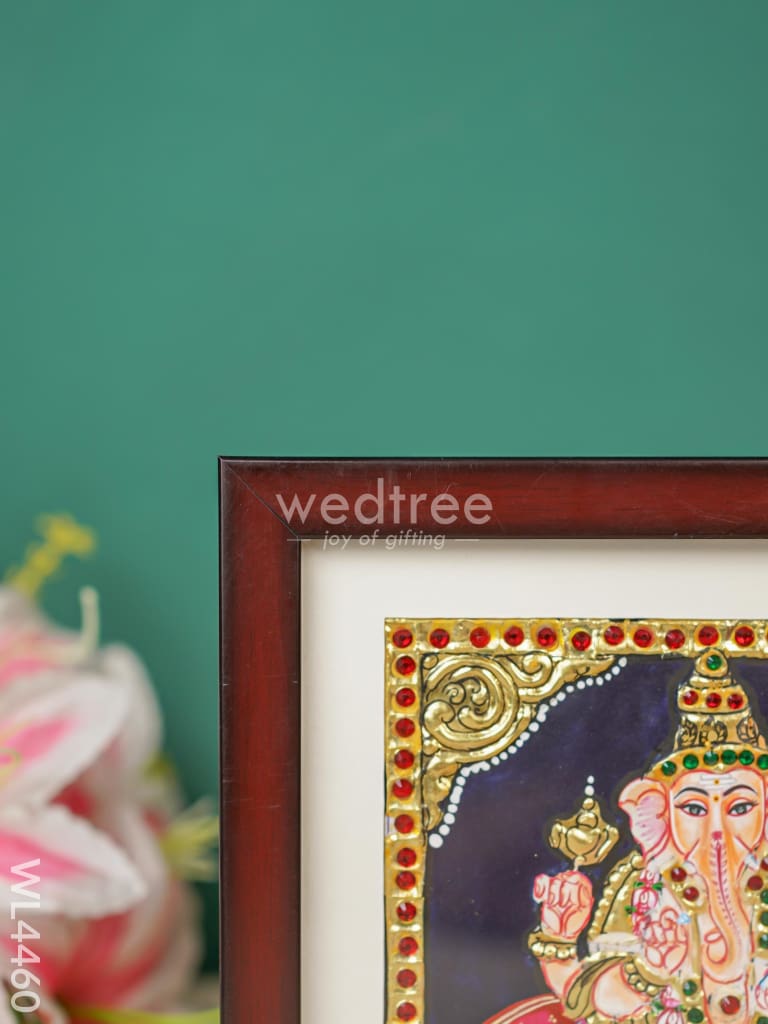 Tanjore Photo Frame Ganesha - Flat [Gold Foil] - 6X6 inch - WL4460