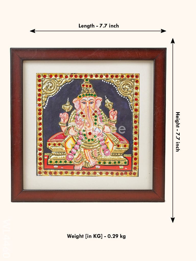 Tanjore Photo Frame Ganesha - Flat [Gold Foil] - 6X6 inch - WL4460