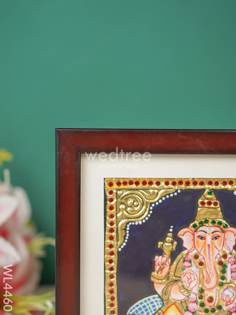 Tanjore Photo Frame Ganesha - Flat [Gold Foil] - 6X6 inch - WL4460
