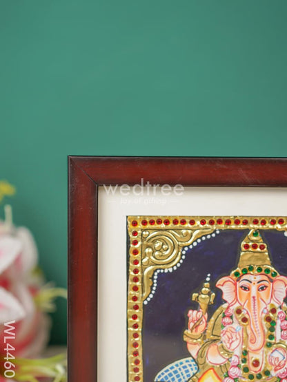 Tanjore Photo Frame Ganesha - Flat [Gold Foil] - 6X6 inch - WL4460