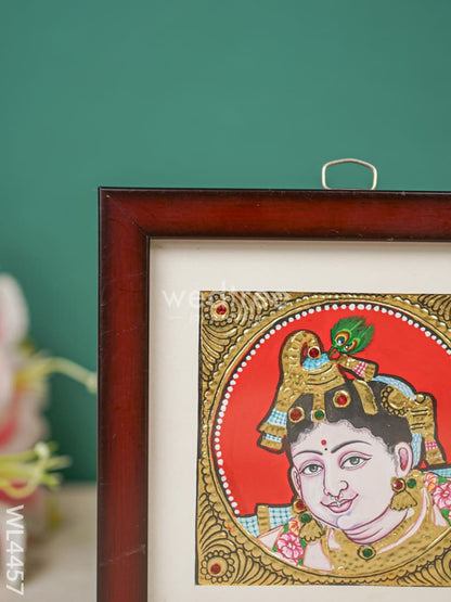 Tanjore Photo Frame Krishna - Flat [Gold Foil] - 4X4 inch - WL4457