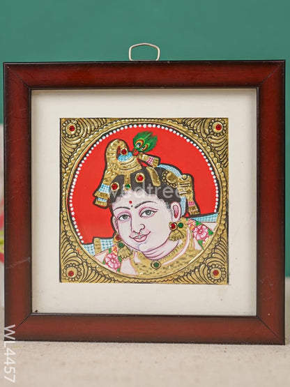 Tanjore Photo Frame Krishna - Flat [Gold Foil] - 4X4 inch - WL4457