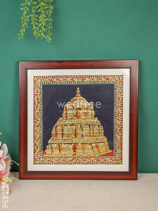 Tanjore Photo Frame - Tirupati Gopuram - 12 X 12 inch - Flat [Gold Foil] - WL4456