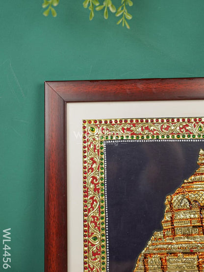 Tanjore Photo Frame - Tirupati Gopuram - 12 X 12 inch - Flat [Gold Foil] - WL4456