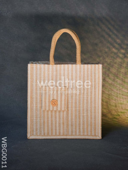 Taper Strip Jute Bag with Mobile Pouch - WBG0011