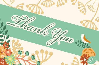 Thank You Card - Bird & Floral Design