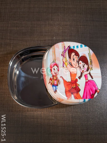 Tiffin Box with Cartoon Engraved - (6in X 2in) - WL1525
