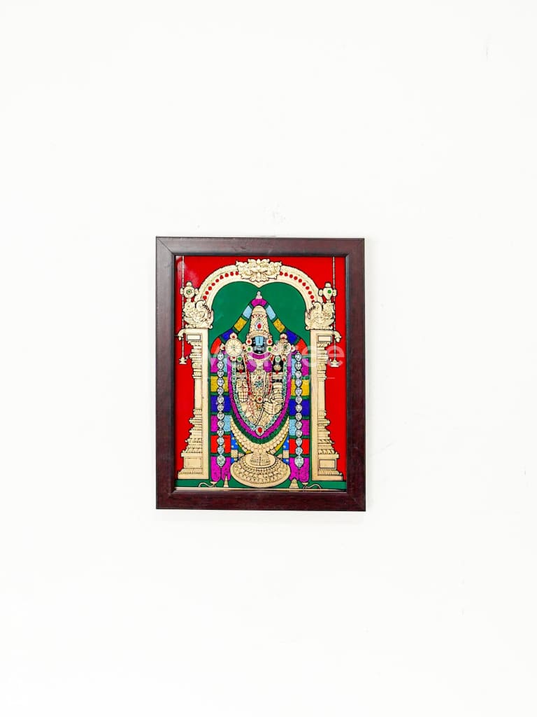 Tirupati Balaji Reverse Glass Painting Frame - 8x6 inch - WL4561