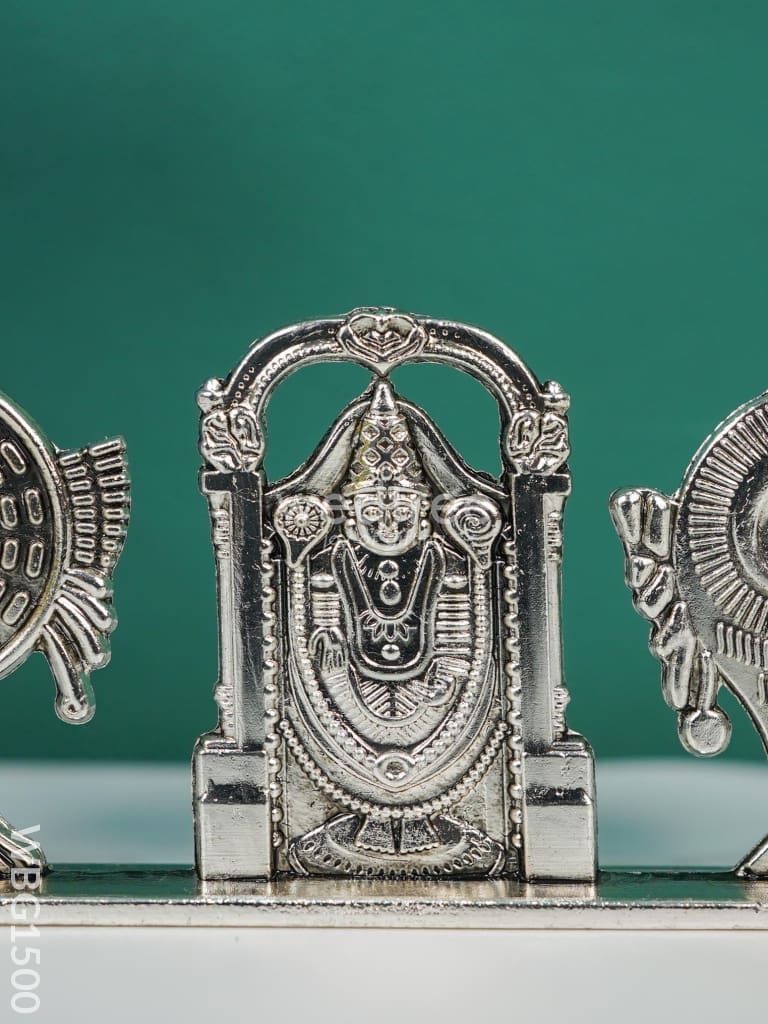 Tirupati Balaji Shank Chakra - Silver Antique - WBG1500