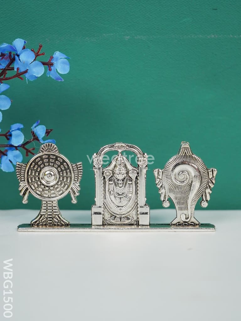 Tirupati Balaji Shank Chakra - Silver Antique - WBG1500