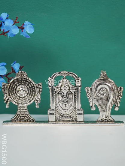 Tirupati Balaji Shank Chakra - Silver Antique - WBG1500