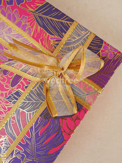 Top Bottom Box - Pink Flower Print with Ribbon - WH0018