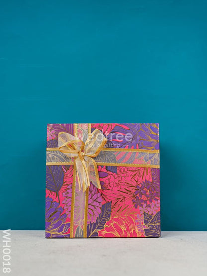 Top Bottom Box - Pink Flower Print with Ribbon - WH0018