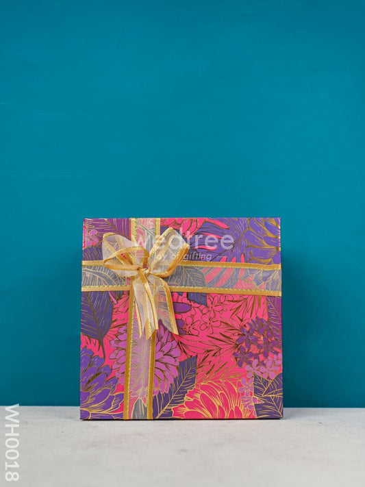 Top Bottom Box - Pink Flower Print with Ribbon - WH0018