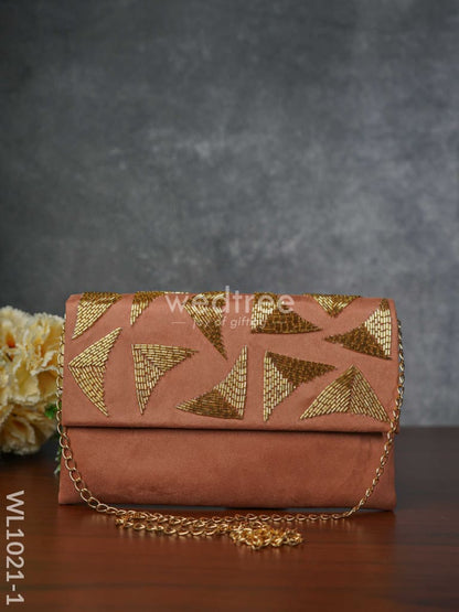 Velvet Designer Clutch with Magnetic Lock - WL1021-1