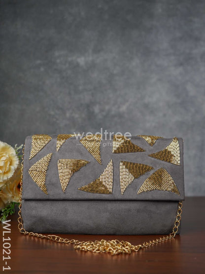 Velvet Designer Clutch with Magnetic Lock - WL1021-1