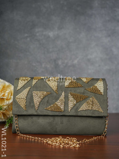 Velvet Designer Clutch with Magnetic Lock - WL1021-1