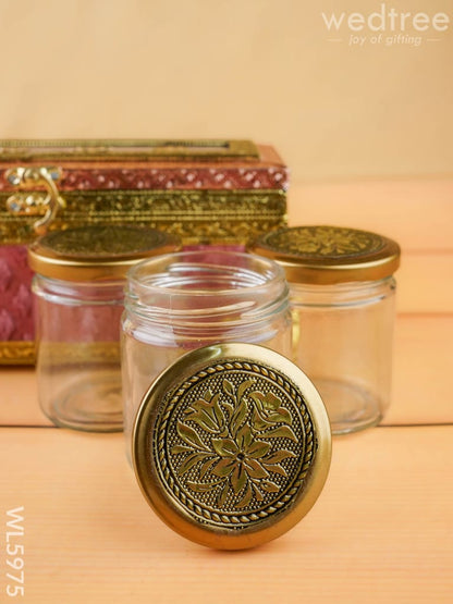 Velvet Dry Fruit Box with 3 Jar - WL5975