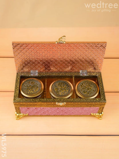 Velvet Dry Fruit Box with 3 Jar - WL5975