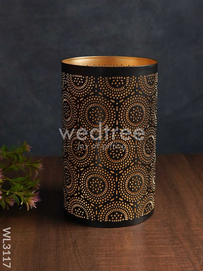 Votive in Black Matte Finish & Jhaali Pattern - Big - WL3117