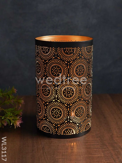 Votive in Black Matte Finish & Jhaali Pattern - Big - WL3117