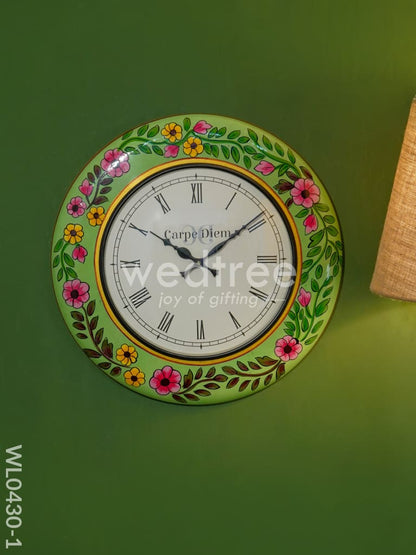 Wall Clock - Hand Painted Floral Design (18 inch) - WL0430