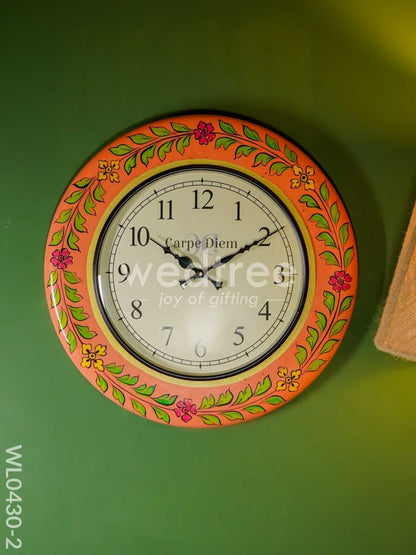 Wall Clock - Hand Painted Floral Design (18 inch) - WL0430