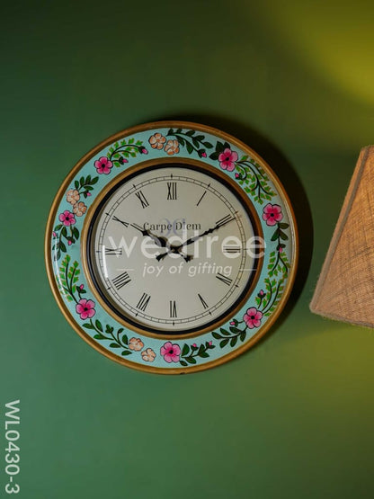 Wall Clock - Hand Painted Floral Design (18 inch) - WL0430