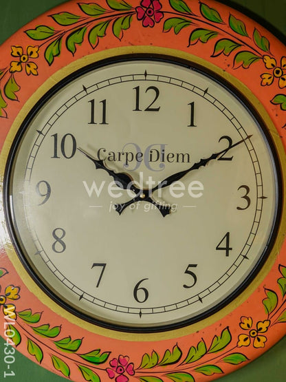 Wall Clock - Hand Painted Floral Design (18 inch) - WL0430