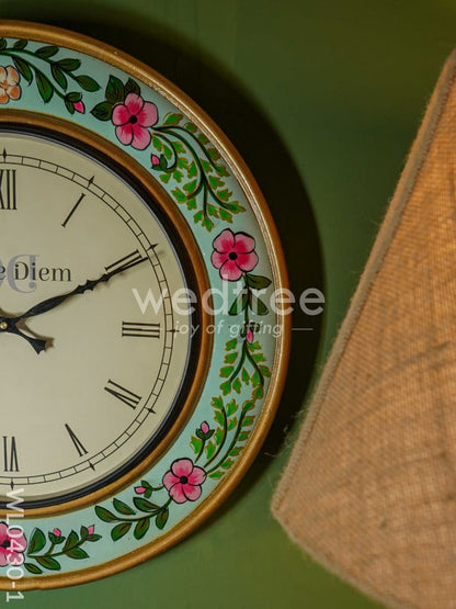 Wall Clock - Hand Painted Floral Design (18 inch) - WL0430