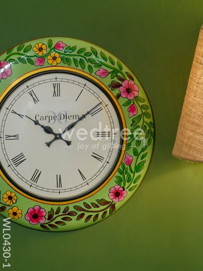 Wall Clock - Hand Painted Floral Design (18 inch) - WL0430