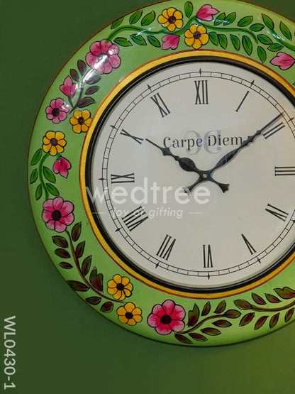 Wall Clock - Hand Painted Floral Design (18 inch) - WL0430