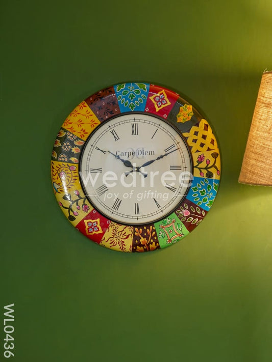 Wall Clock - Multicolour Hand Painted (18 inch) - WL0436