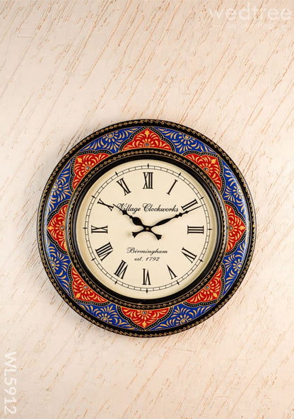 Wall Clock - Painted with Floral Design - 18 inch - WL5912