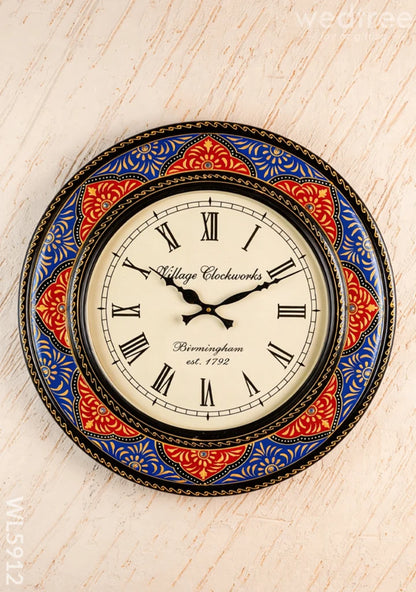 Wall Clock - Painted with Floral Design - 18 inch - WL5912