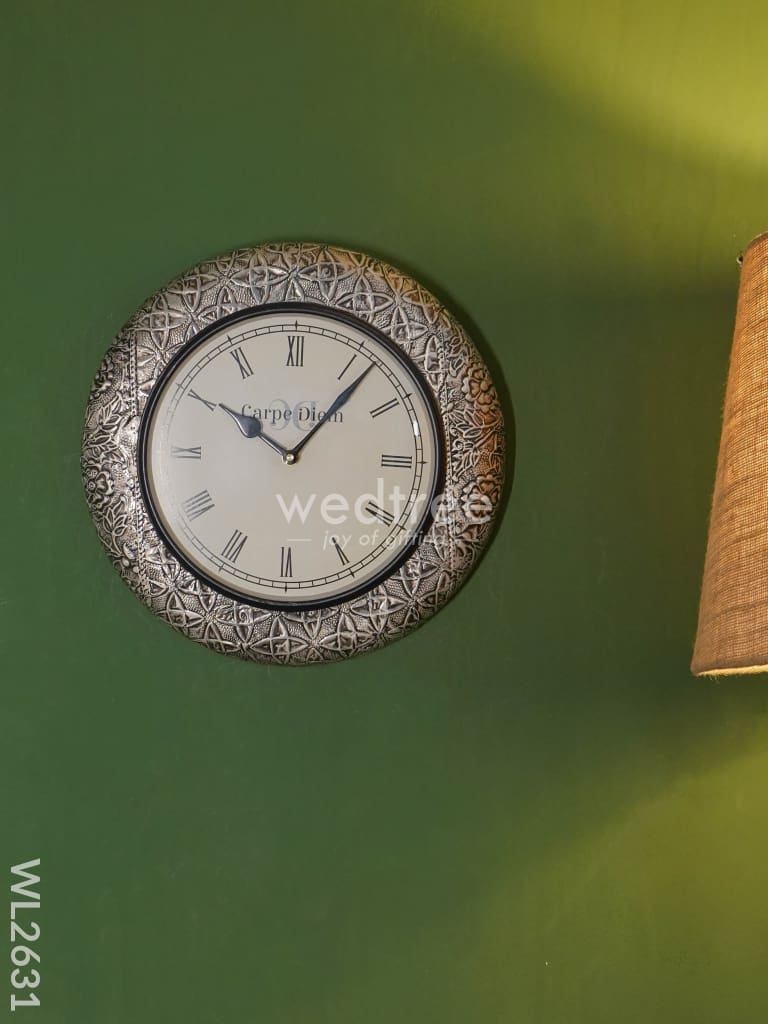 Wall Clock with Floral Embossing (12 inch) - WL2631
