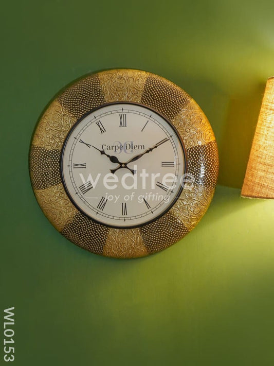 Wall clocks - Embossed brass with Brown and gold Swan design (18 inch) - WL0153