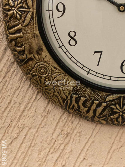 Wall Clocks - Embossed Brass with Elephant Design - 12 inch - WL5086