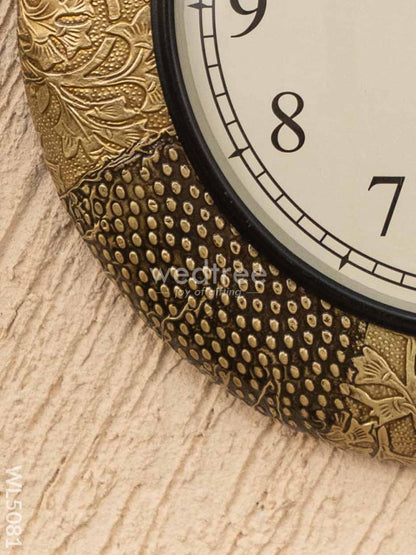 Wall Clocks - Embossed Brass with Floral Design - 12 inch - WL5081