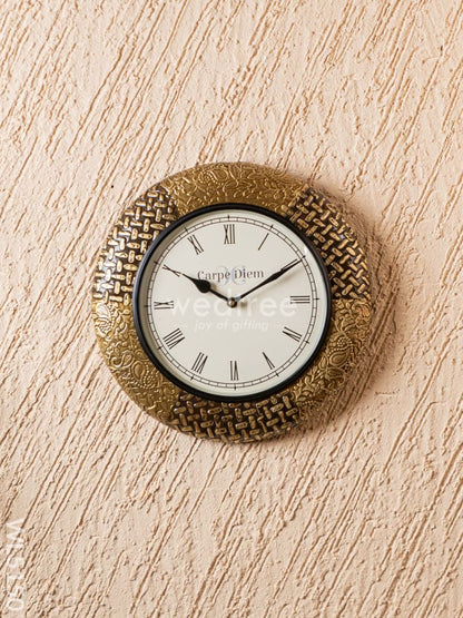 Wall Clocks - Embossed Brass with Floral Design - 12 inch - WL5150