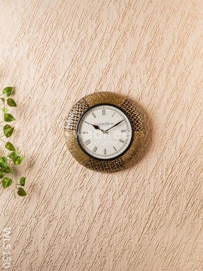 Wall Clocks - Embossed Brass with Floral Design - 12 inch - WL5150