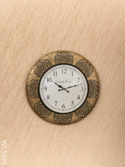 Wall Clocks - Embossed Brass with Floral Design - 18 inch - WL5075